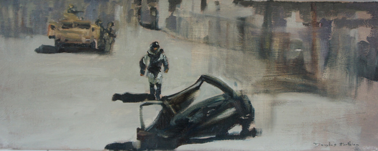 Description: 'The long walk' US Explosive Ordnance Disposal (EOD), Iraq. Oil on canvas. </br>PRICE: On request
